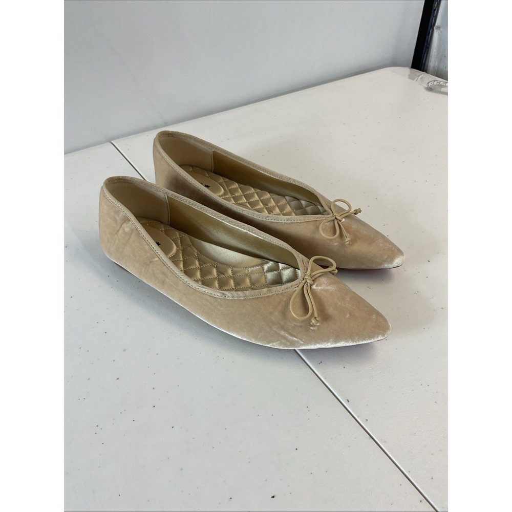 Birdies The Goldfinch velvet shoes ballet Pointed Toe Flats size 9.5 NUDE beige